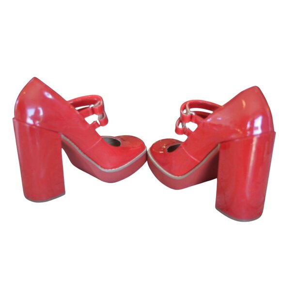 Steve Madden Twice Patent Block Heel Mary Jane Platform Pumps Womens Size 6 Prep - Picture 8 of 11